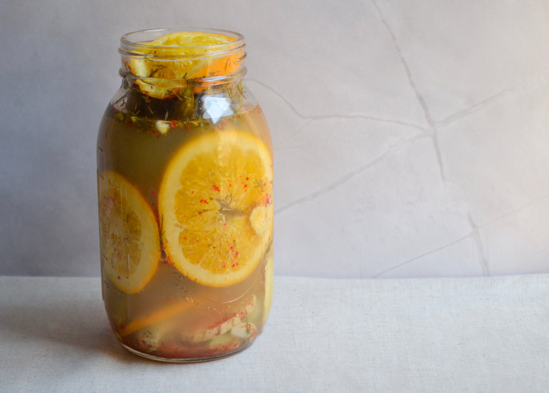 Fermented Asparagus with Spiced Citrus